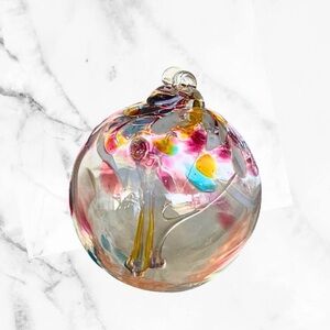 NEW Canadian Handmade Blown Glass Ornament 6” diameter by Kitras Art Glass